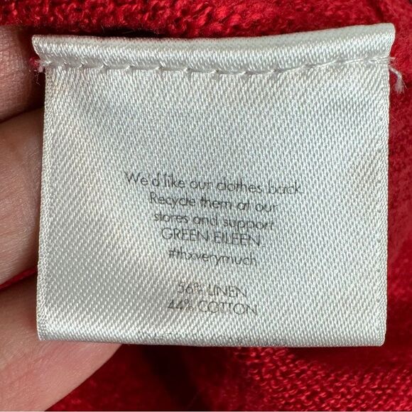 Eileen Fisher Red Linen Cotton Short Sleeve Sweater PM - Picture 7 of 7